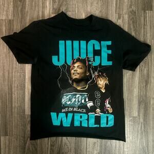 Juice WRLD Graphic Tour Concert Tee Black Rap Hip Hop Streetwear Shirt
